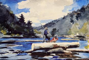 Winslow Homer : Hudson River, Logging